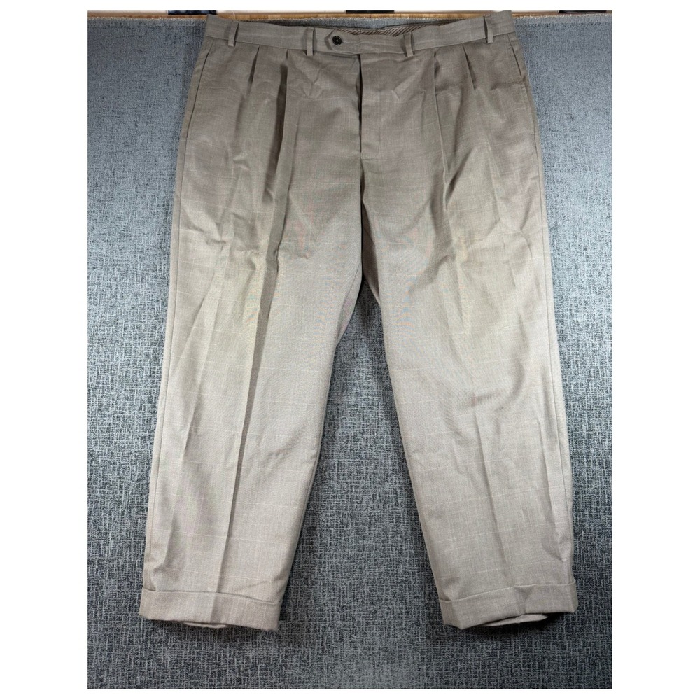 Lauren Ralph Lauren Womens Taupe Glen Plaid Pleated Cuffed Dress Pants 42W x 27L